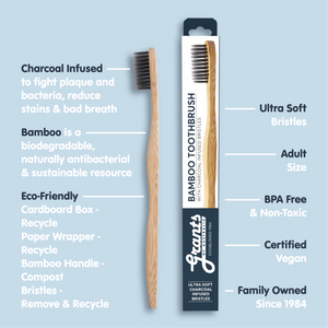 Adult Bamboo Toothbrush - Ultra Soft Charcoal