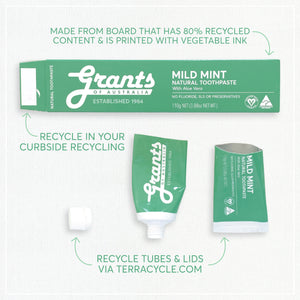 Mild Mint Natural Toothpaste - Fluoride Free - 110g