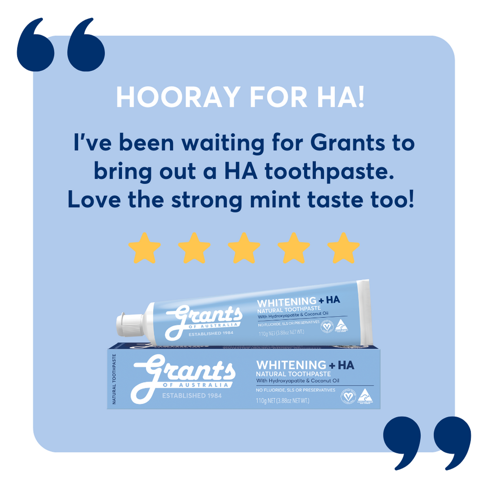 NEW Whitening +HA Natural Toothpaste - Fluoride Free - 110g