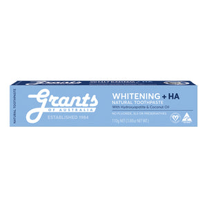 NEW Whitening +HA Natural Toothpaste - Fluoride Free - 110g