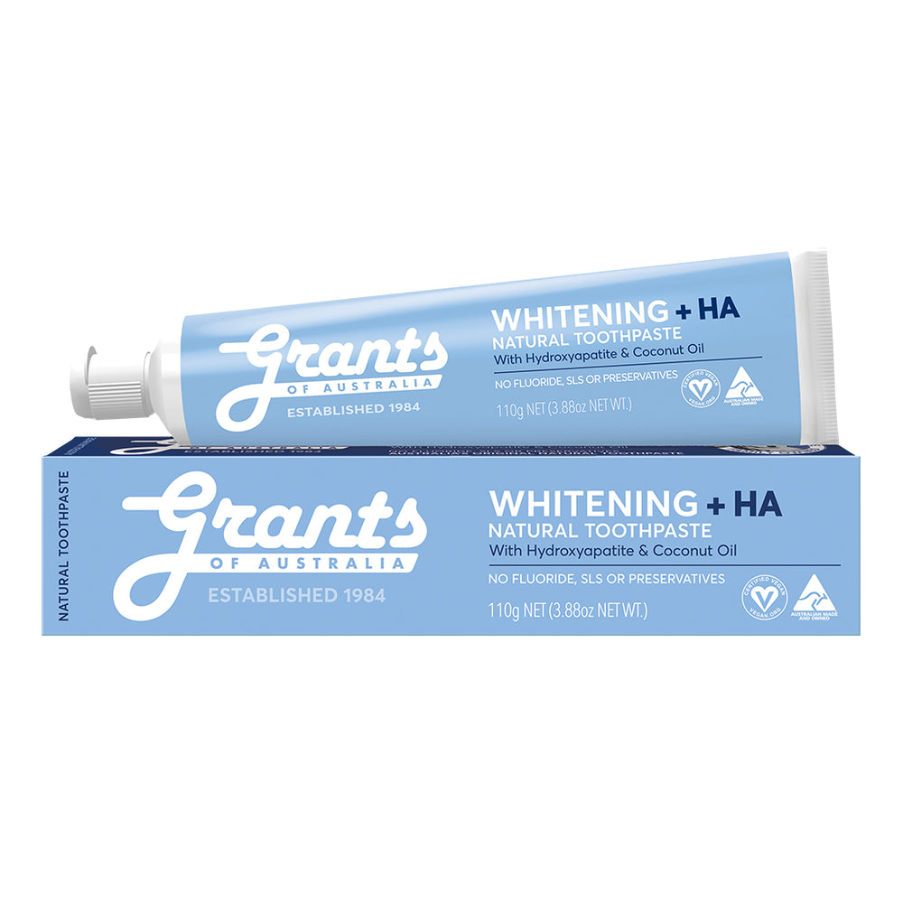 NEW Whitening +HA Natural Toothpaste - Fluoride Free - 110g